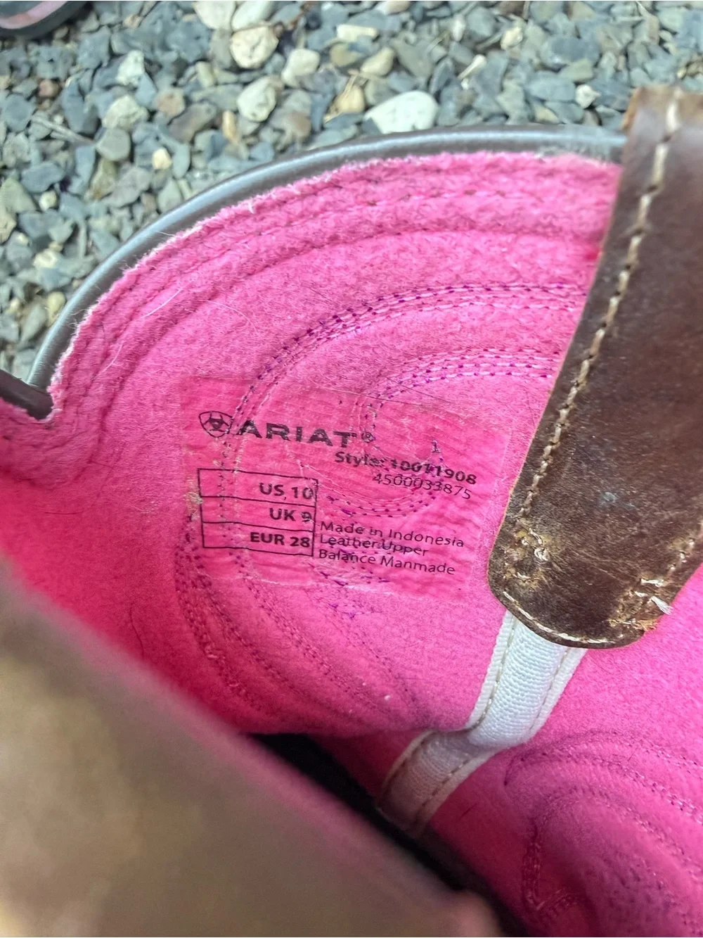 Ariat Girls Size 10 Brown Leather Pink Fringe Western Cowboy Boots